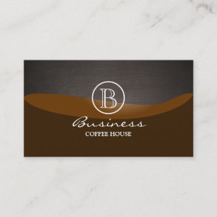 Coffee Brown Wave Monogram Plain Business Card