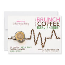 COFFEE Brunch Baby Shower Invitation Pink Green