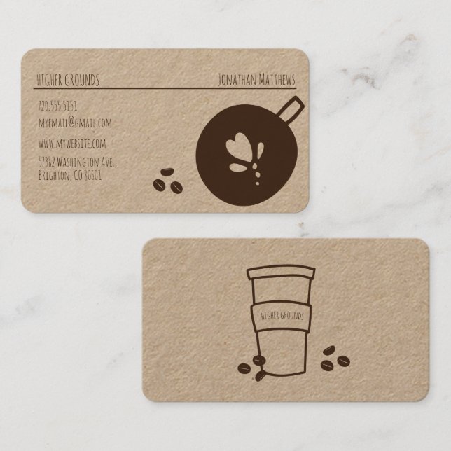 Coffee Business Logo Craft Paper Card (Front/Back)