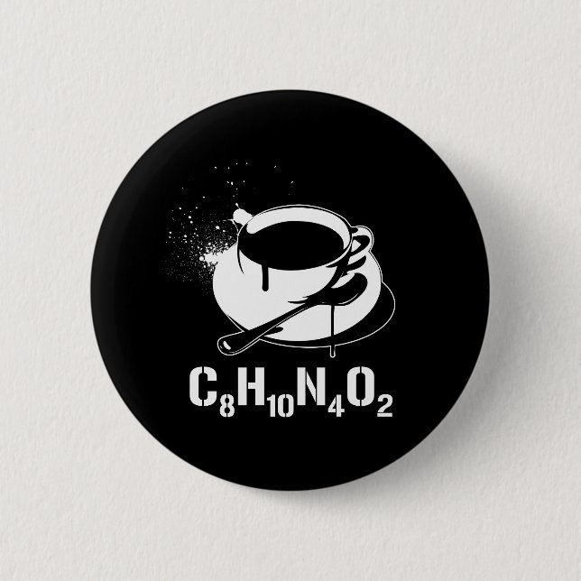 Coffee C8H10N4O2 6 Cm Round Badge (Front)