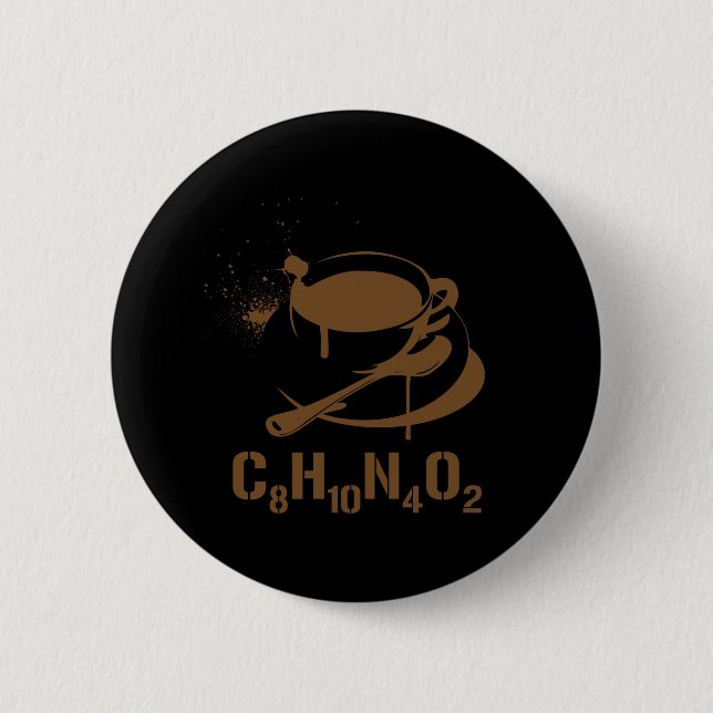 Coffee C8H10N4O2 6 Cm Round Badge (Front)