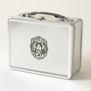 Coffee Cafe Cat Funny Cat Graphic - Coffee Cafe Ca Metal Lunch Box