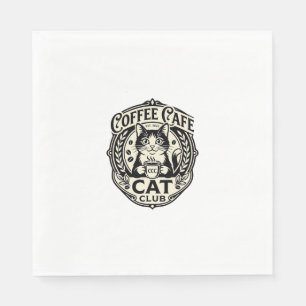 Coffee Cafe Cat Funny Cat Graphic - Coffee Cafe Ca Napkin