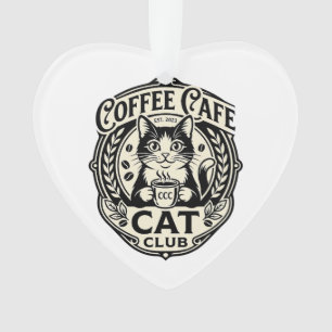 Coffee Cafe Cat Funny Cat Graphic - Coffee Cafe Ca Ornament