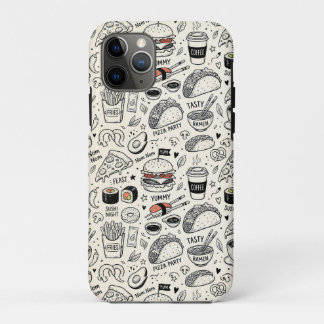 Coffee & Café Doodle Pattern –Cute Hand Drawn Food iPhone 11 Pro Case