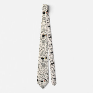 Coffee & Café Doodle Pattern –Cute Hand Drawn Food Tie