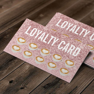 Coffee Cafe Modern Rose Gold Glitter Loyalty Card