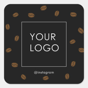Coffee Cafe Restaurant Business Logo Black Square Sticker