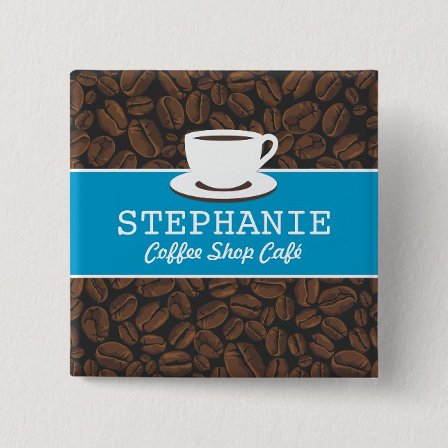 Coffee Café Shop Custom Employee Name Badge (Front)