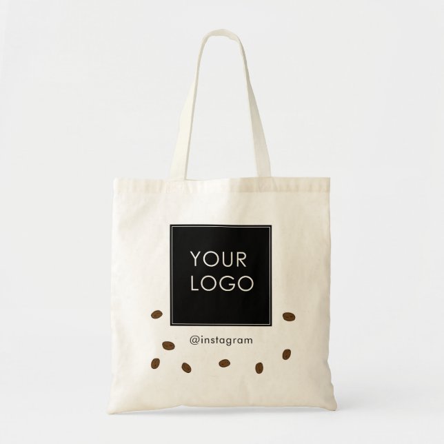 Coffee Cafe Shop Kafeteria Business Logo Budget Tote Bag (Front)