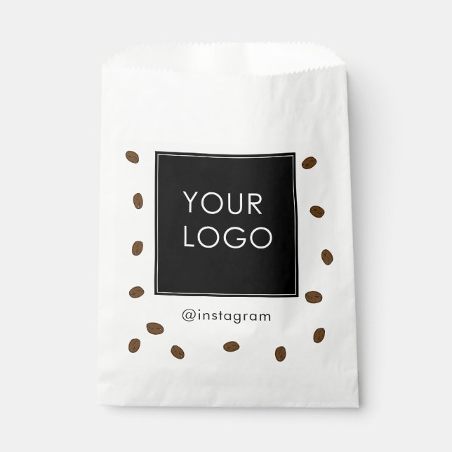 Coffee Cafe Shop Kafeteria Business Logo  Favour Bag (Front)