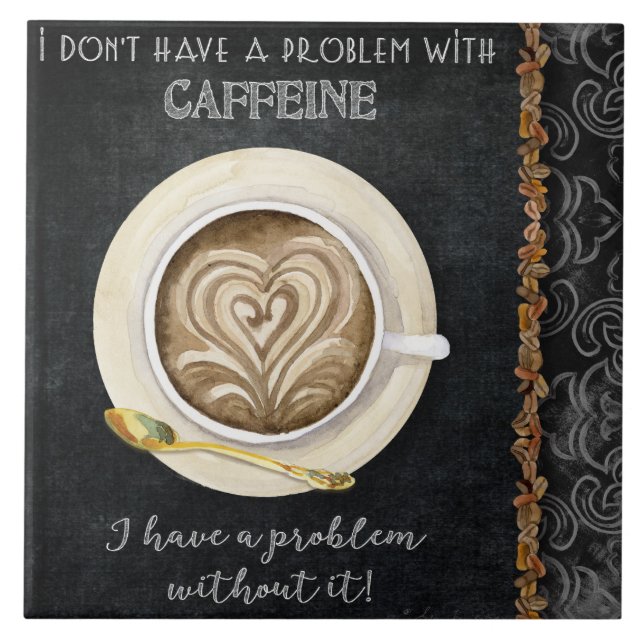 Coffee Caffeine Cappuccino Heart Art Coffee Shop Ceramic Tile (Front)