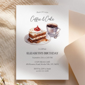 Coffee & Cake Birthday Invitation