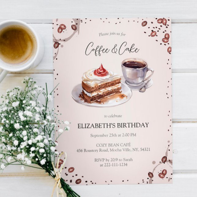 Coffee & Cake Birthday Invitation (Creator Uploaded)