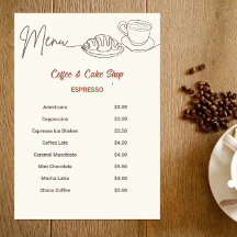 Coffee & Cake Shop Menu