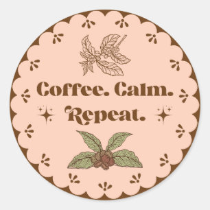 Coffee Calm Repeat Boho Peach Sticker