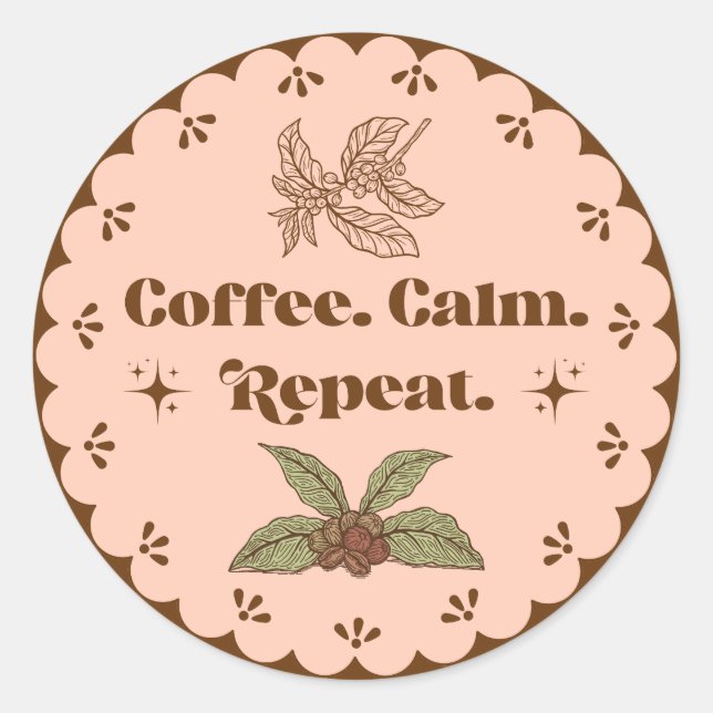 Coffee Calm Repeat Boho Peach Sticker (Front)