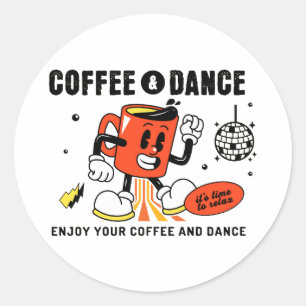 Coffee Cartoon Retro -1 Classic Round Sticker
