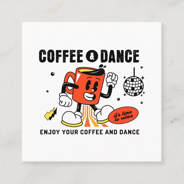 Coffee Cartoon Retro -1 Square Business Card (Front)