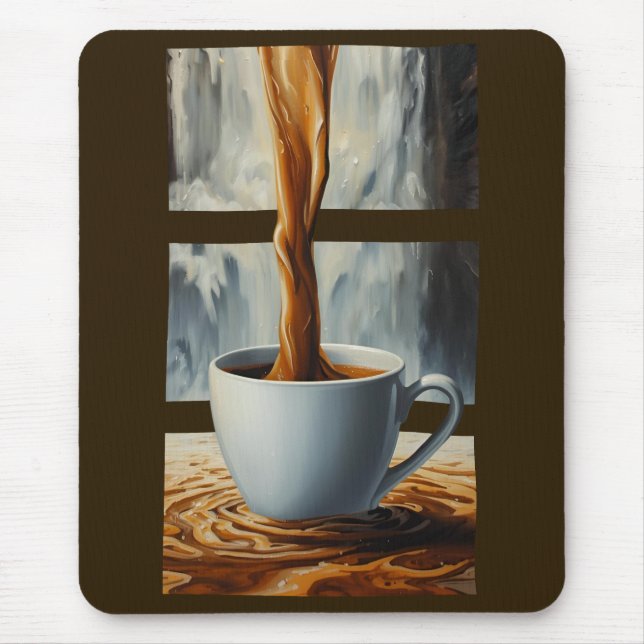 Coffee Cascade Art with Surreal Waterfall Flow Mouse Pad (Front)