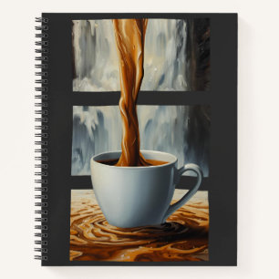 Coffee Cascade Art with Surreal Waterfall Flow Notebook
