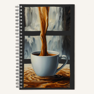 Coffee Cascade Art with Surreal Waterfall Flow Notebook