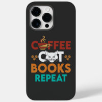 Coffee Cat Books Repeat, Coffee reading Cat Lover