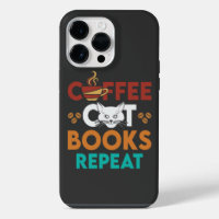 Coffee Cat Books Repeat, Coffee reading Cat Lover