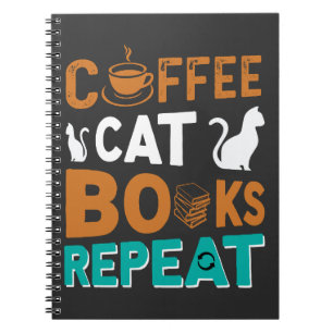 Coffee Cat Books Repeat, reading and coffee lovers
