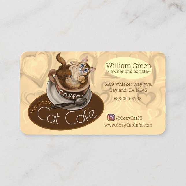 Coffee Cat Cafe Business Card (Back)