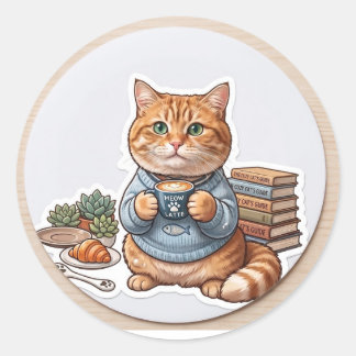 Coffee cat 😺 classic round sticker