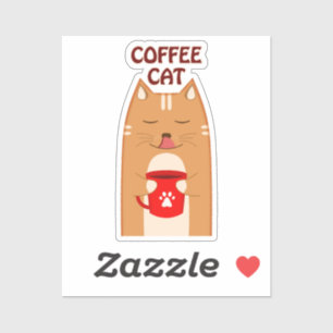 Coffee Cat   Custom-Cut Vinyl Sticker