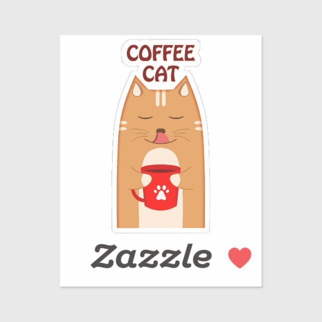Coffee Cat | Custom-Cut Vinyl Sticker (Sheet)