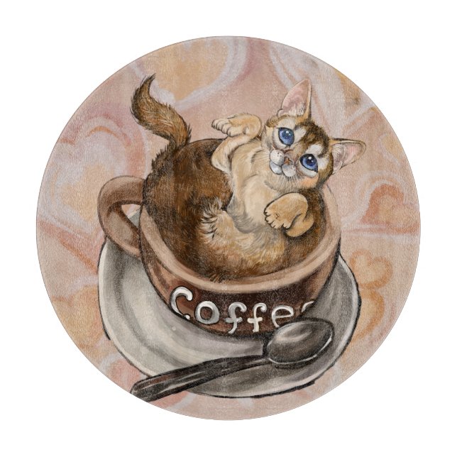 Coffee Cat Cutting Board (Front)