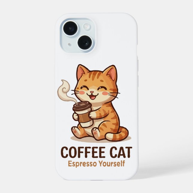 Coffee Cat Espresso Yourself Cute Kitten iPhone 15 Case (Back)