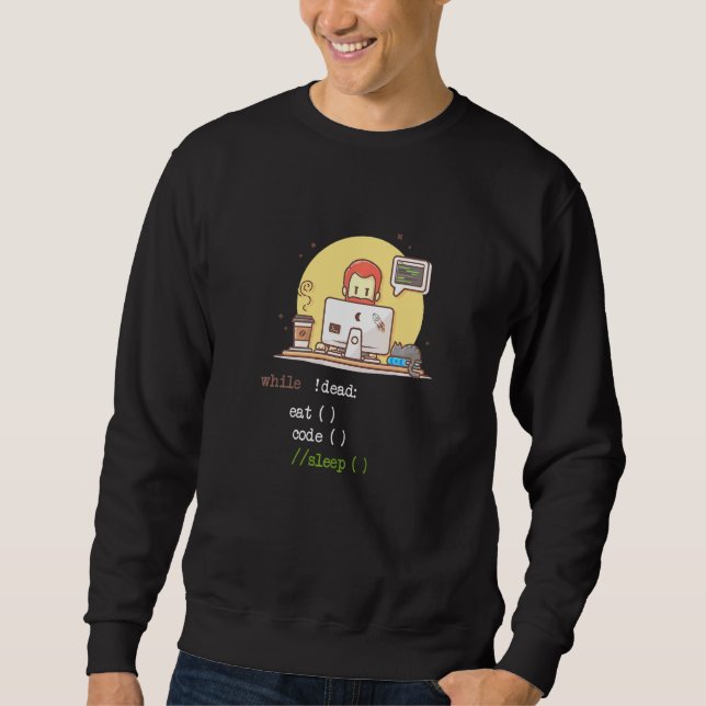Coffee Cat It Program Code Programmer Coder Comput Sweatshirt (Front)