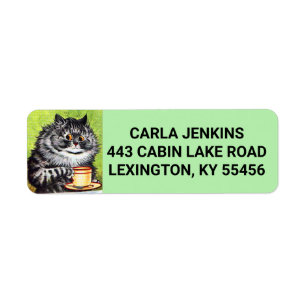 COFFEE CAT LOUIS WAIN ART Return Address Labels