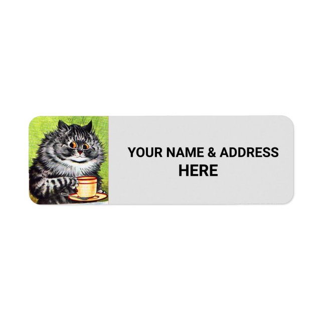 COFFEE CAT LOUIS WAIN ART Return Address Labels (Front)