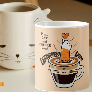 Coffee Cat Lover Rustic Neutral Tones Funny Coffee Mug