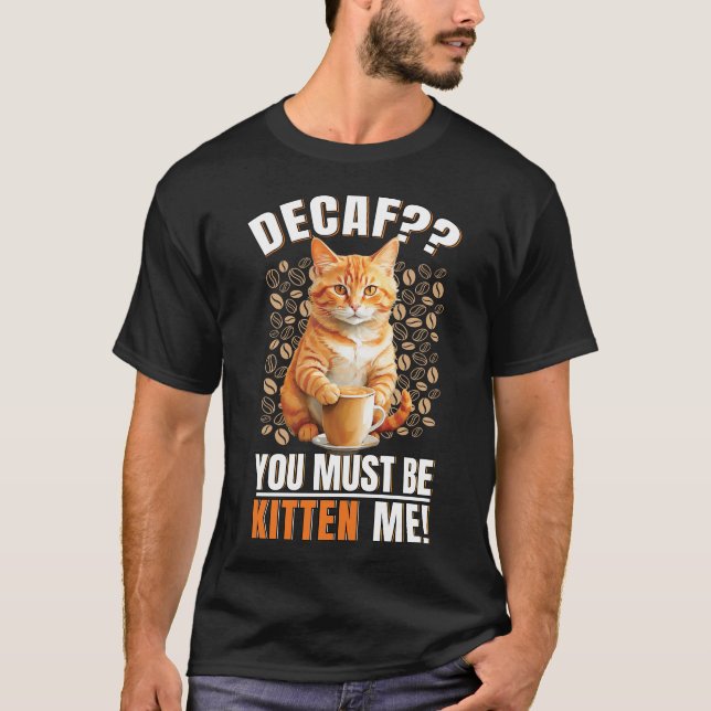 Coffee Cat Men Black T-Shirt (Front)