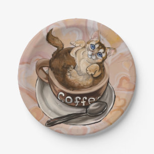 Coffee Cat Paper Plate
