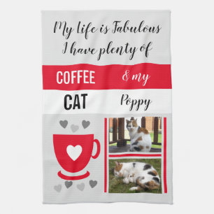 Coffee cat pet life is fabulous photos grey red tea towel