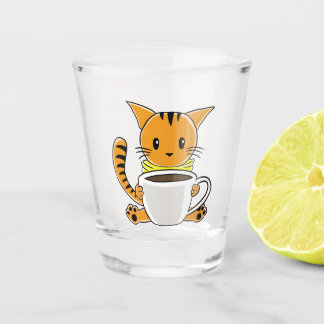 Coffee Cat Shotglass Shot Glass