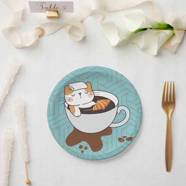 Coffee Cat Spa Paper Plate (Wedding)