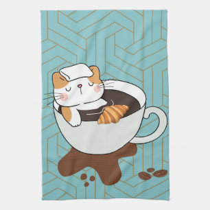 Coffee Cat Spa Tea Towel