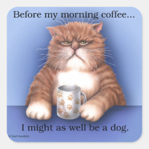 Coffee Cat Square Sticker
