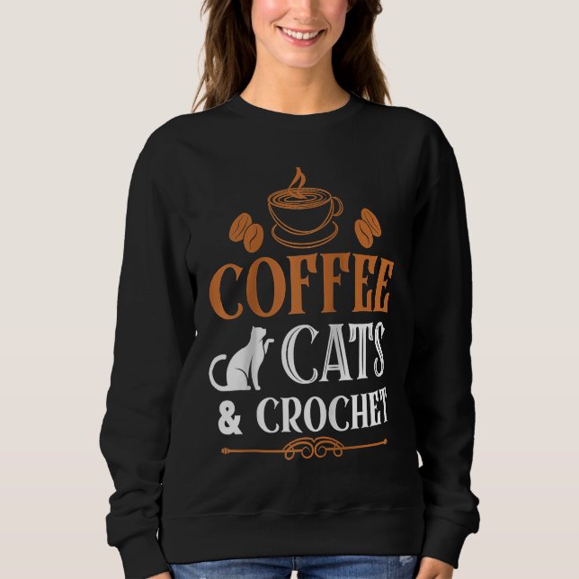 Coffee Cats and Crochet  Arts and Crafts Raglan Ba Sweatshirt (Front)