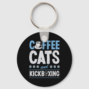 Coffee Cats And Kickboxing Cute Funny Kickboxer Ca Key Ring