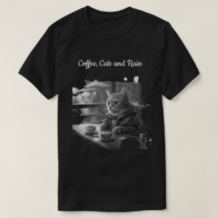 Coffee Cats and Rain coffee shop Cat T-Shirt
