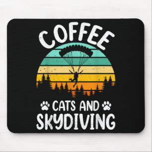 Coffee Cats And Skydiving Retro Men Women Pet Love Mouse Pad